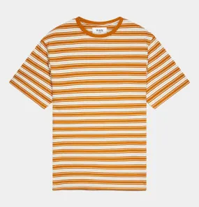 Wax London Dean T-Shirt in Orange Trail Stripe