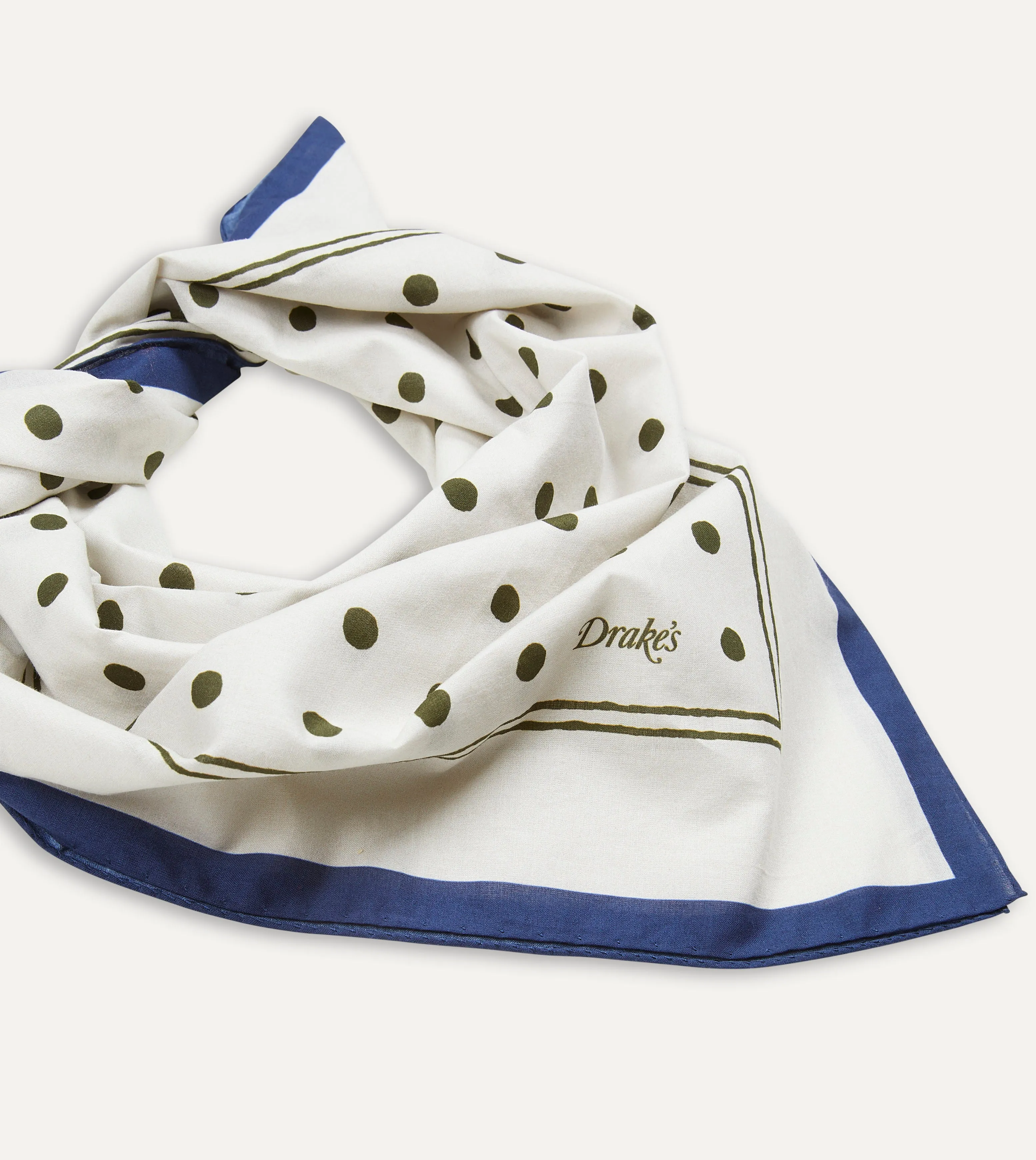 White and Green Polka Dot Print Bandana