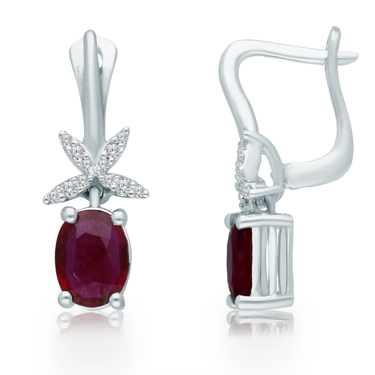 White Gold Ruby & Diamond Heirloom Earrings