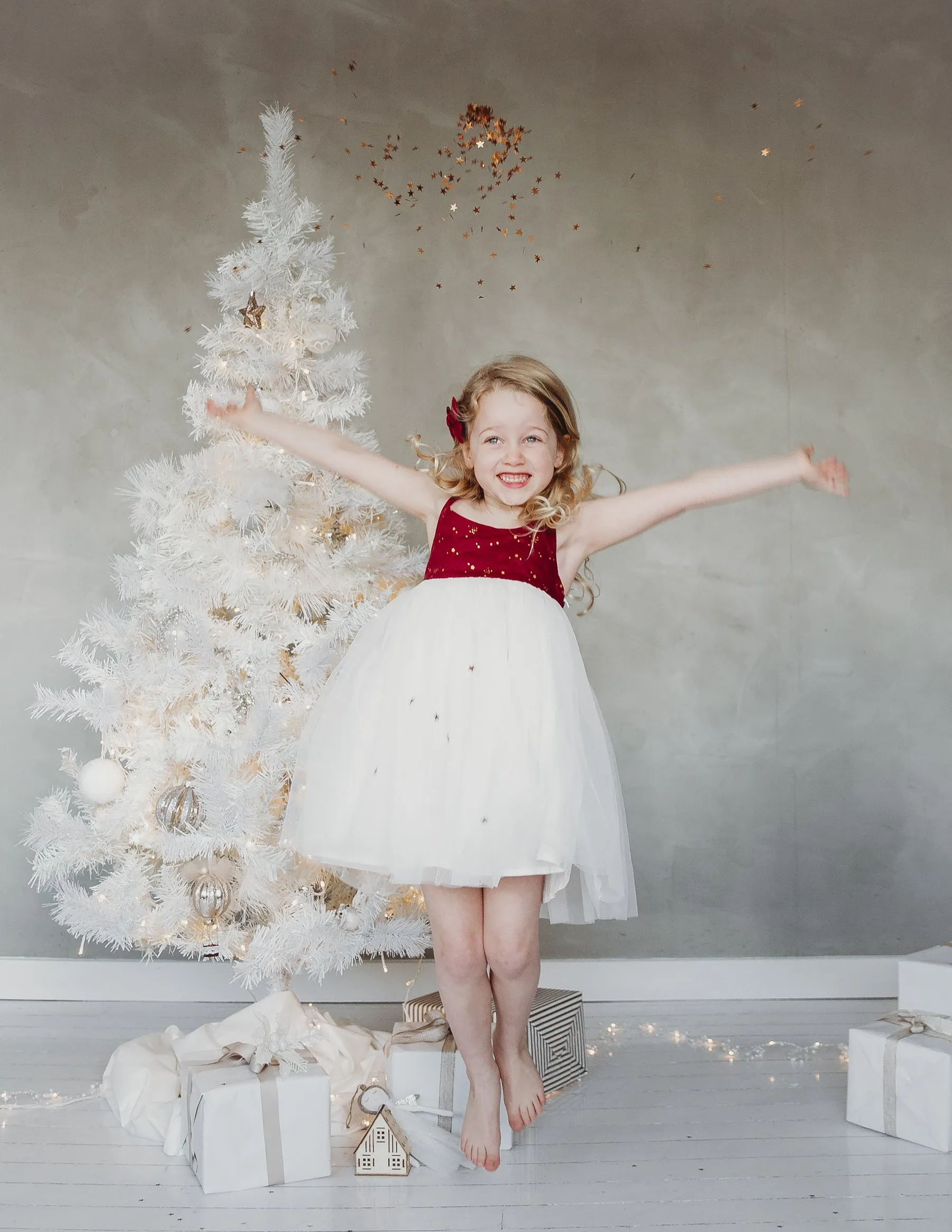 Willa Linen Tutu Dress - Golden Stars