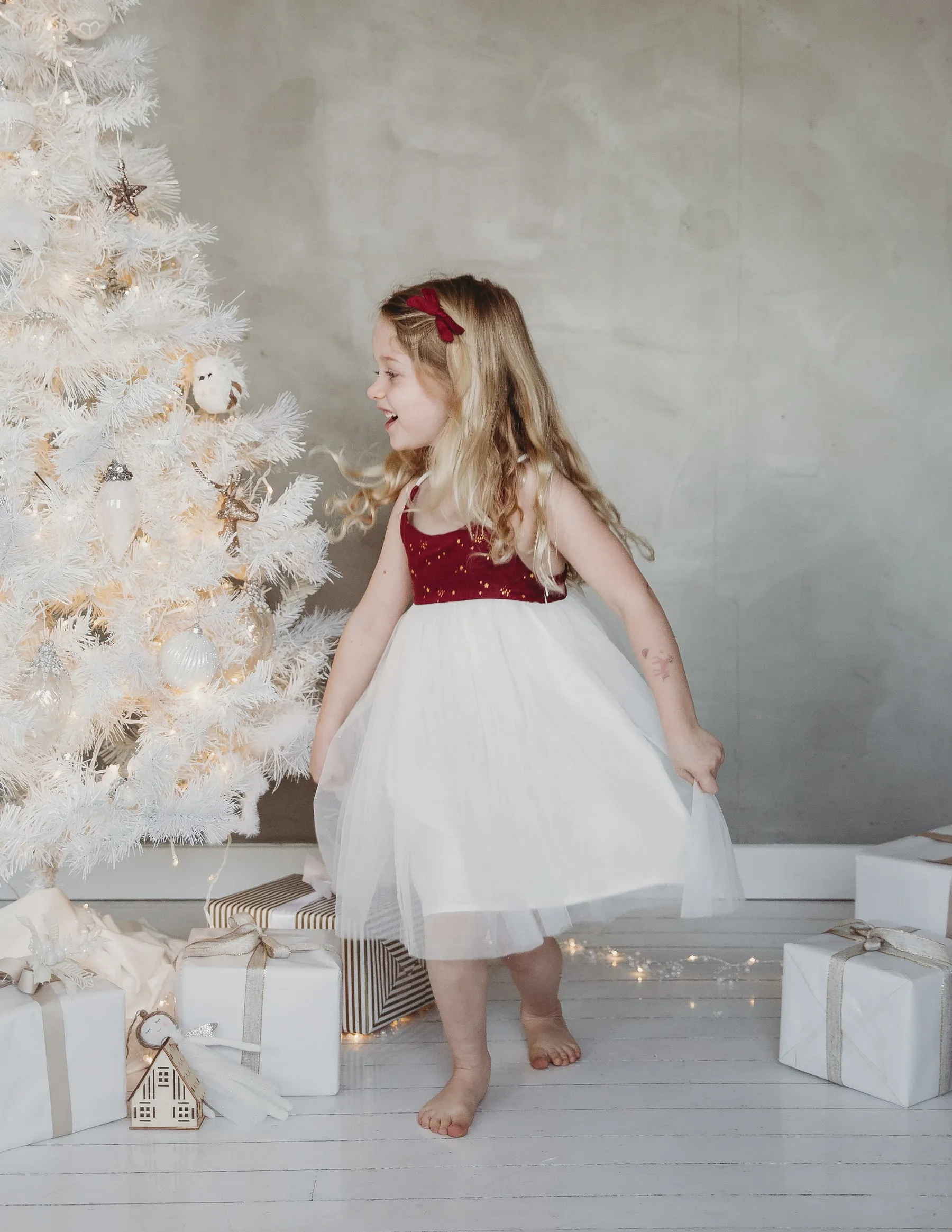 Willa Linen Tutu Dress - Golden Stars