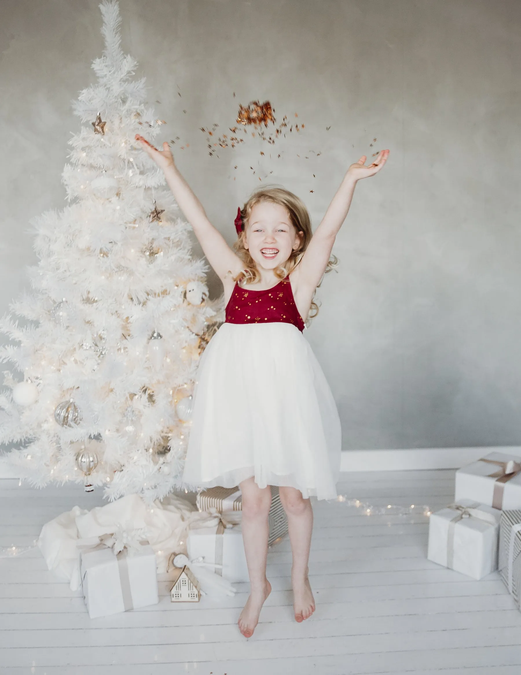 Willa Linen Tutu Dress - Golden Stars